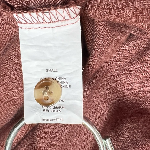 Altar’d State Size Small Cocoa Brown Women’s V Neck Roll Tab Sleeve Shirt Dress - Picture 4 of 7